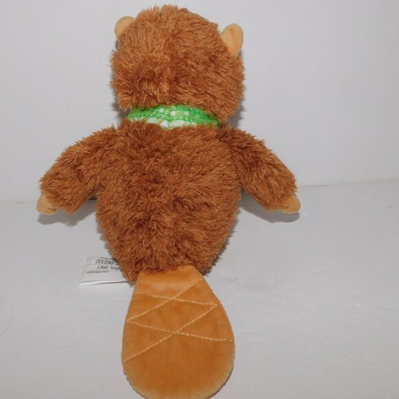 Kinder Surprise Basket Plush 9" Brown Beaver Green Bandana stuffed Toy - Picture 6 of 6